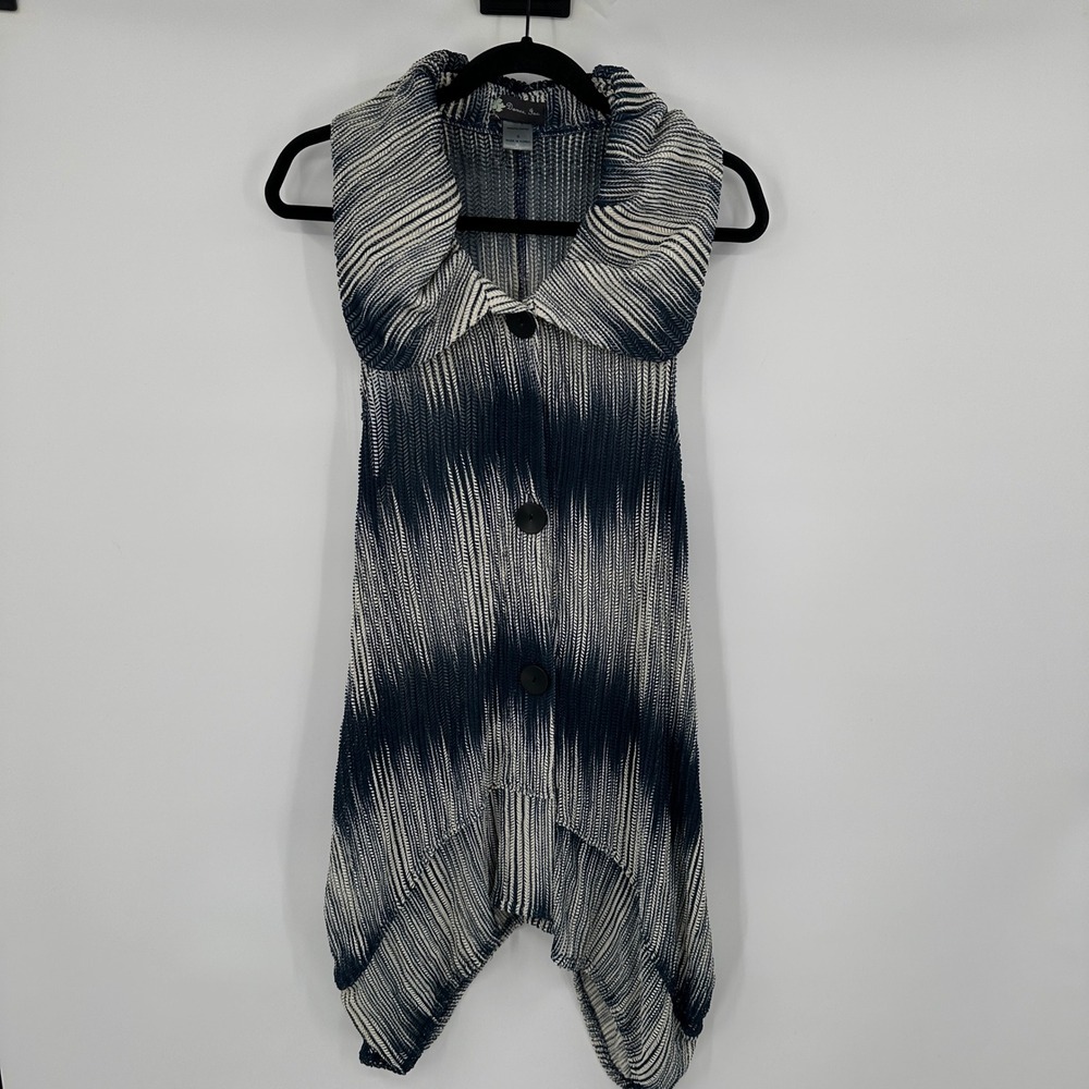 Damee Inc Sleeveless Drape Mesh Vest Size‎ Small Waterfall Collar Abstract Artsy